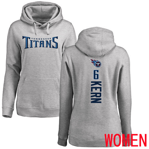 Tennessee Titans Ash Women Brett Kern Backer NFL Football #6 Pullover Hoodie Sweatshirts->nfl t-shirts->Sports Accessory